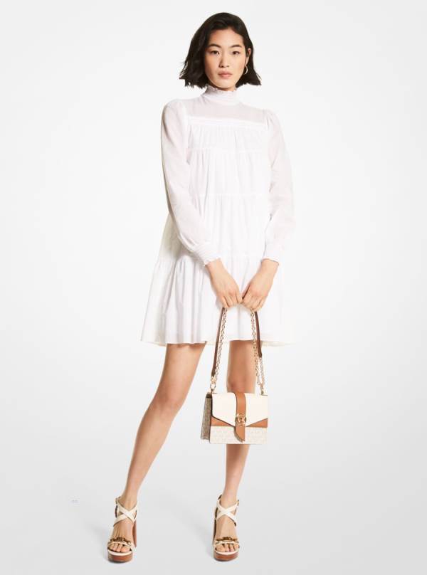 Damske Saty Michael Kors Smocked Cotton Biele - Oblecenie Michael Kors Vypredaj | RKJCH-5890